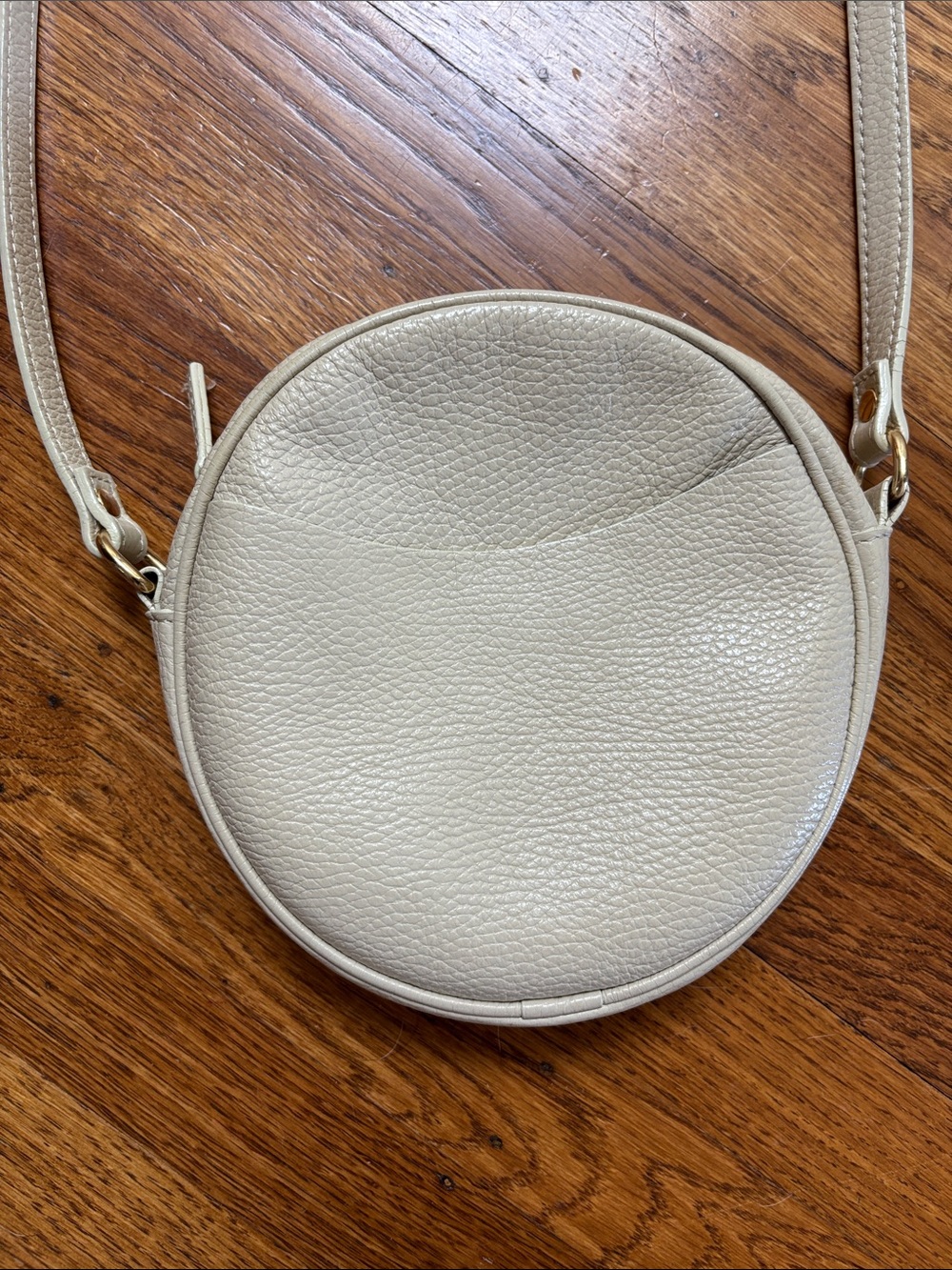Quince Italian Leather Circle Crossbody Bag in Stone - Picture 2 of 8